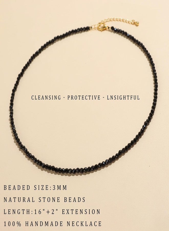 Raicegs Obsidian Beaded Necklace Crystal Gemstone Choker Necklace for Women 3mm Natural Stone Beads Handmade Jewelry Gift for Women - Image 3